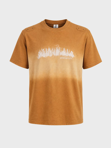 Men's Brown Oversized Fit Graphic Printed Casual T-Shirt