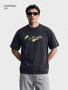 Men's Black Oversized Fit Graphic Printed Casual T-Shirt