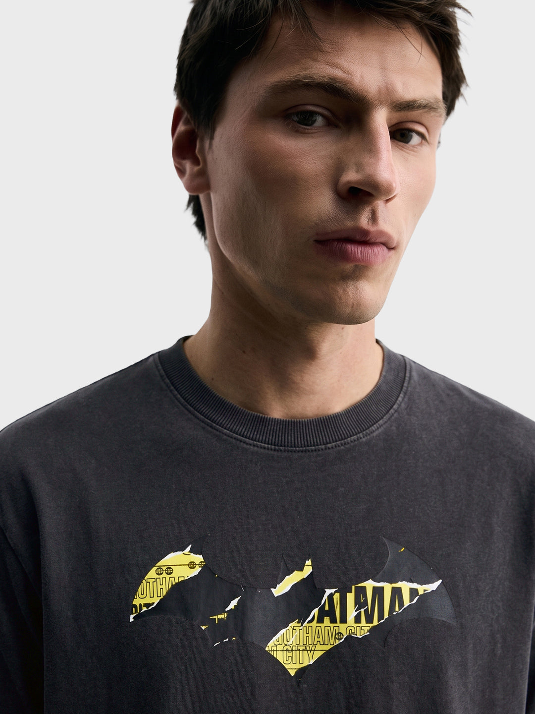 Men's Black Oversized Fit Graphic Printed Casual T-Shirt