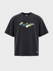 Men's Black Oversized Fit Graphic Printed Casual T-Shirt