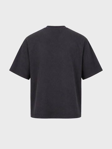 Men's Black Oversized Fit Graphic Printed Casual T-Shirt