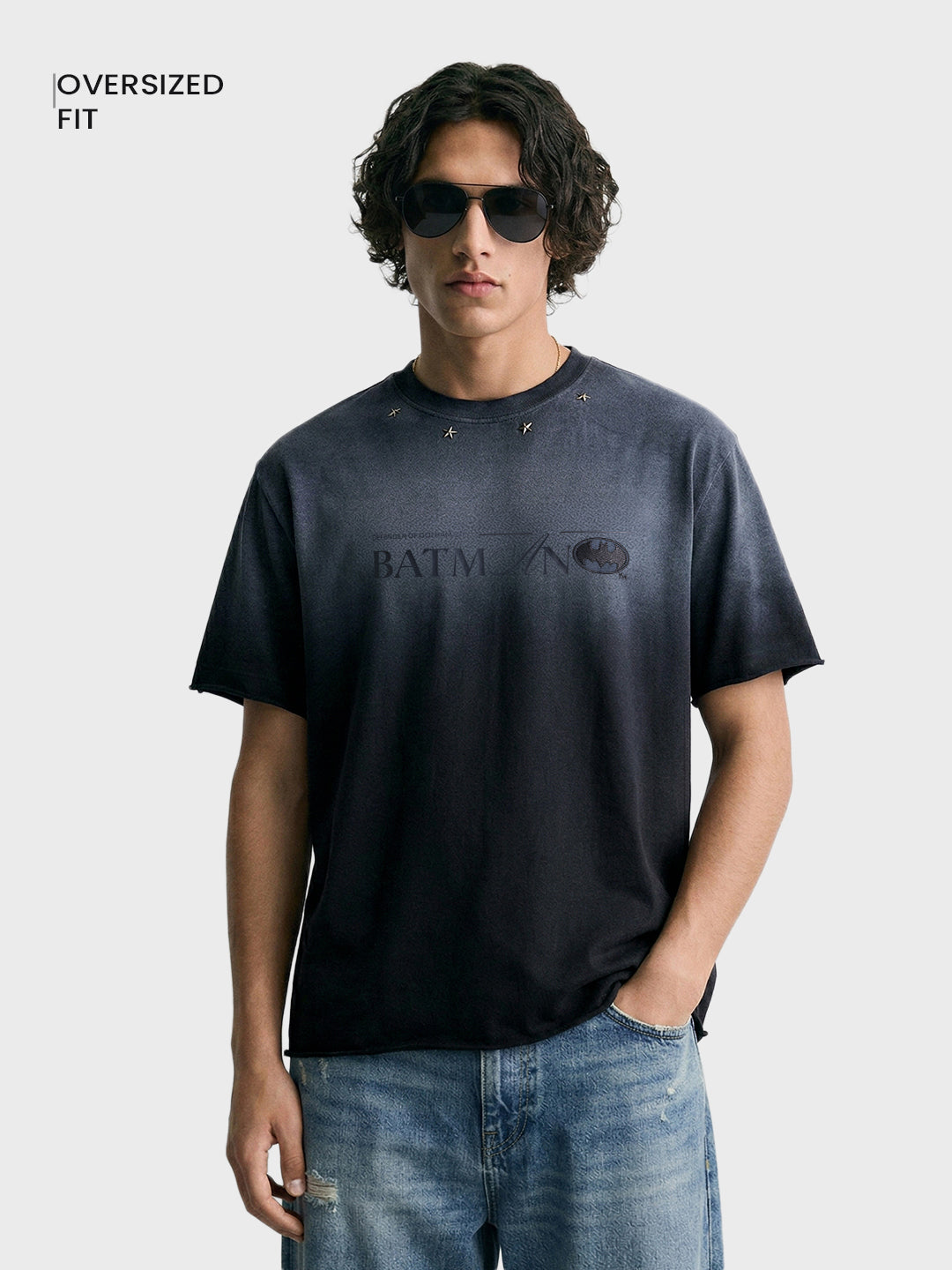 Men's Black Relaxed Fit Printed Casual T-Shirt