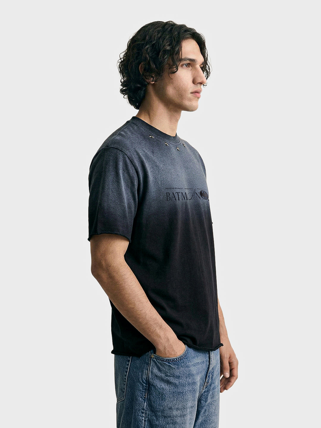 Men's Black Relaxed Fit Printed Casual T-Shirt