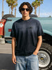 Men's Black Relaxed Fit Printed Casual T-Shirt