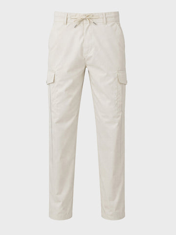 Men's White Relaxed Fit Solid Utility Joggers