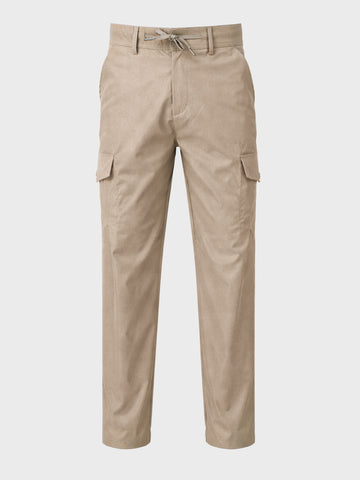 Men's Beige Relaxed Fit Solid Utility Joggers