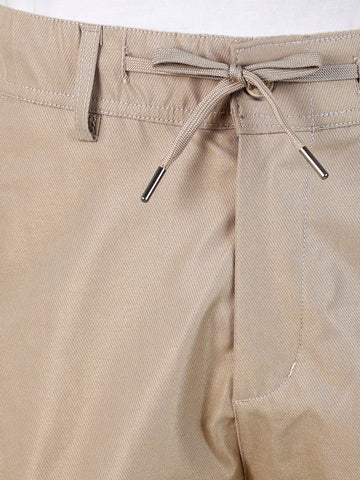 Men's Beige Relaxed Fit Solid Utility Joggers