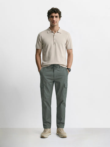 Men's Olive Relaxed Fit Solid Utility Joggers