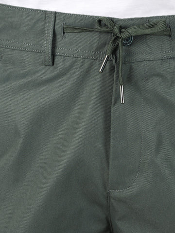 Men's Olive Relaxed Fit Solid Utility Joggers