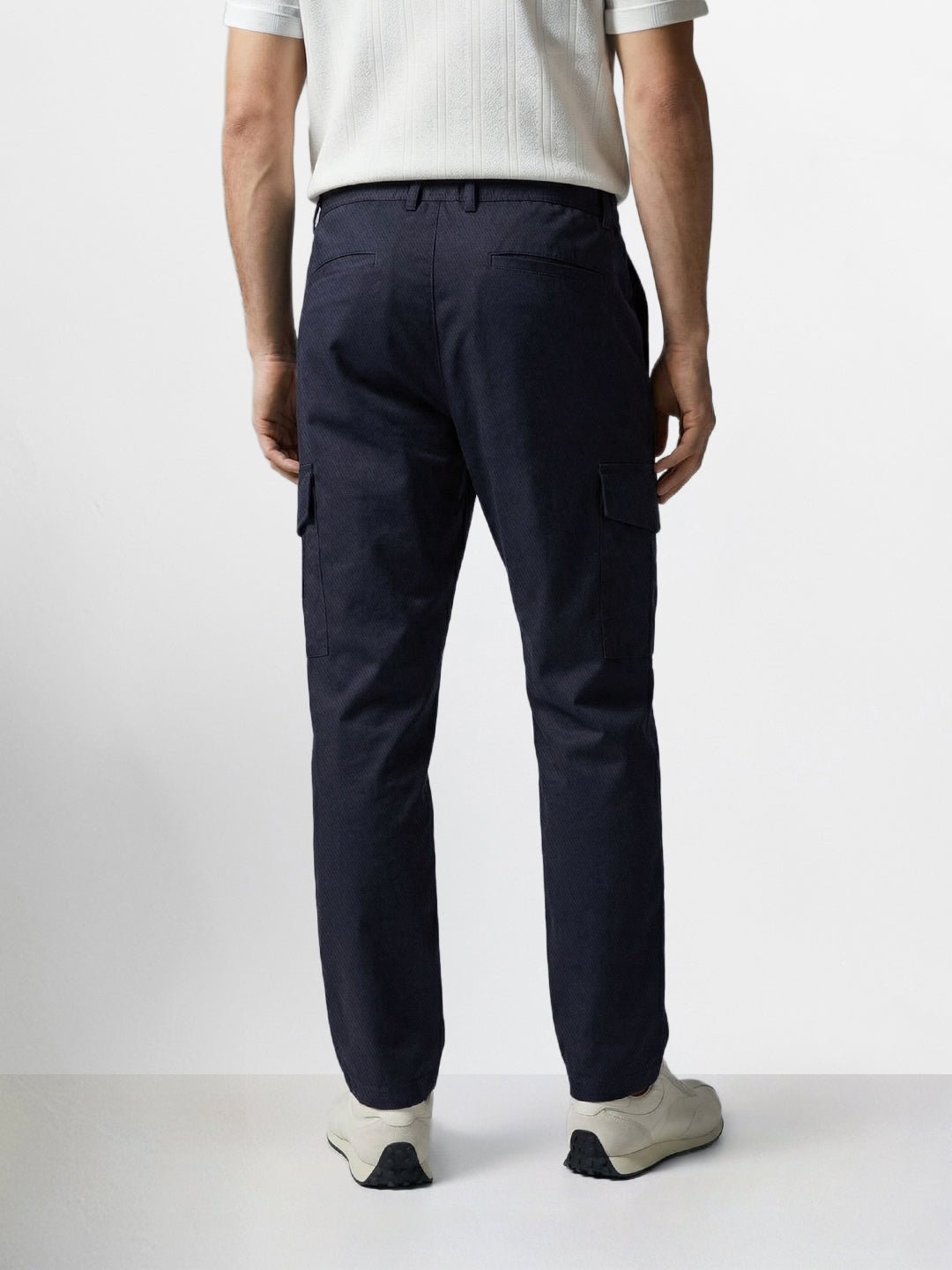 Men's Blue Relaxed Fit Solid Utility Joggers