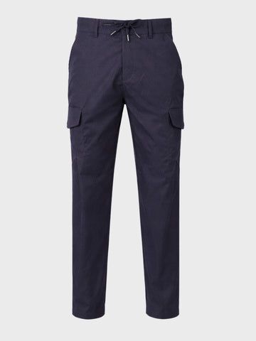 Men's Blue Relaxed Fit Solid Utility Joggers