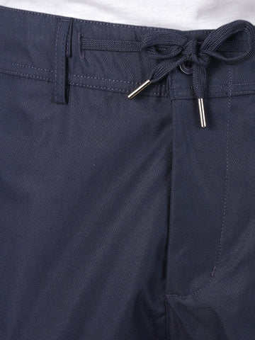 Men's Blue Relaxed Fit Solid Utility Joggers
