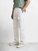 Men's White Relaxed Fit Solid Utility Joggers