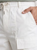 Men's White Relaxed Fit Solid Utility Joggers