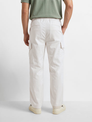 Men's White Relaxed Fit Solid Utility Joggers