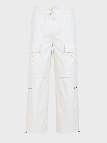 Men's White Relaxed Fit Solid Utility Joggers