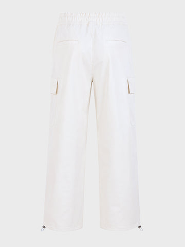 Men's White Relaxed Fit Solid Utility Joggers