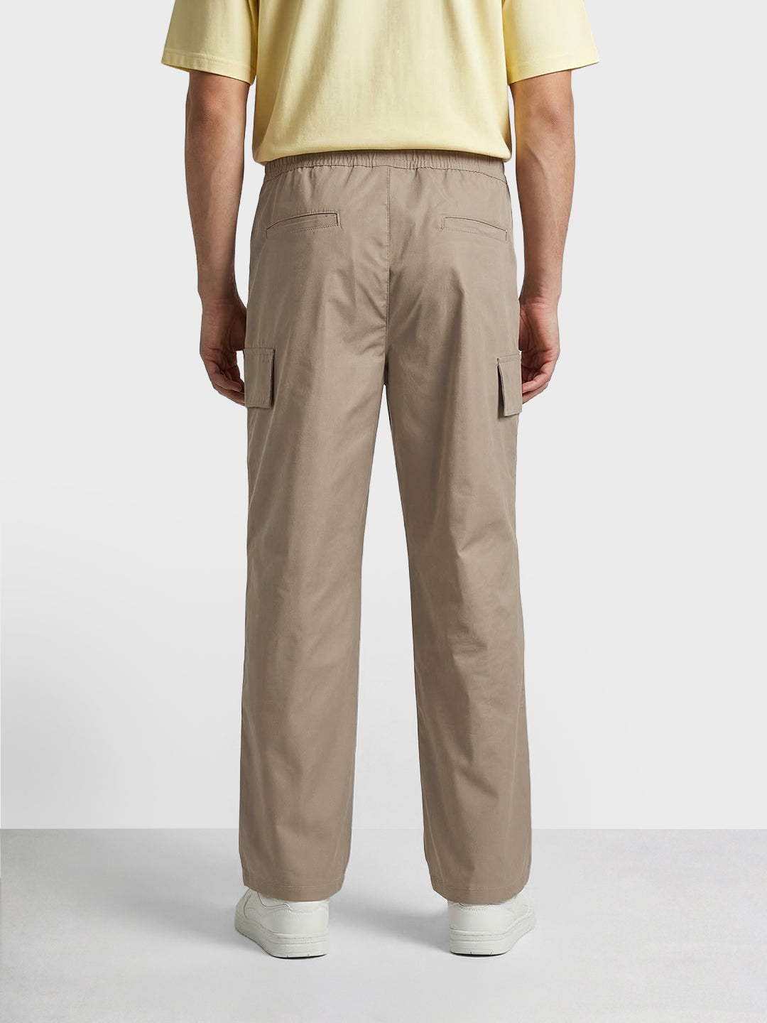 Men's Khaki Relaxed Fit Solid Utility Joggers