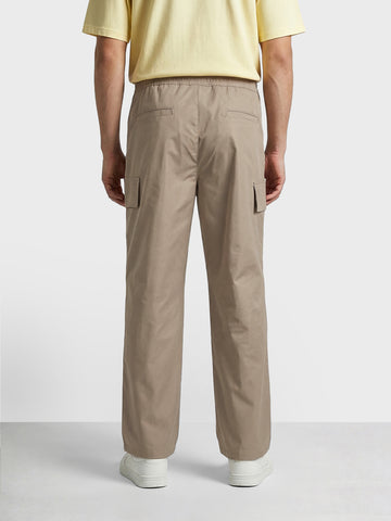 Men's Khaki Relaxed Fit Solid Utility Joggers