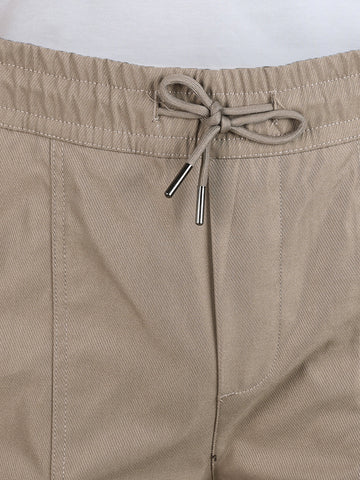 Men's Khaki Relaxed Fit Solid Utility Joggers
