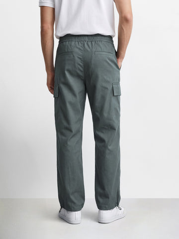 Men's Olive Relaxed Fit Solid Utility Joggers