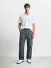 Men's Olive Relaxed Fit Solid Utility Joggers