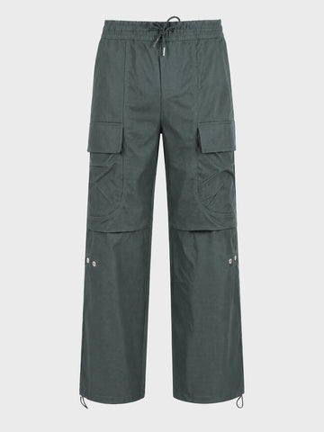 Men's Olive Relaxed Fit Solid Utility Joggers