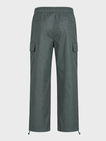 Men's Olive Relaxed Fit Solid Utility Joggers