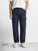 Men's Blue Relaxed Fit Solid Utility Joggers