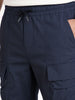 Men's Blue Relaxed Fit Solid Utility Joggers