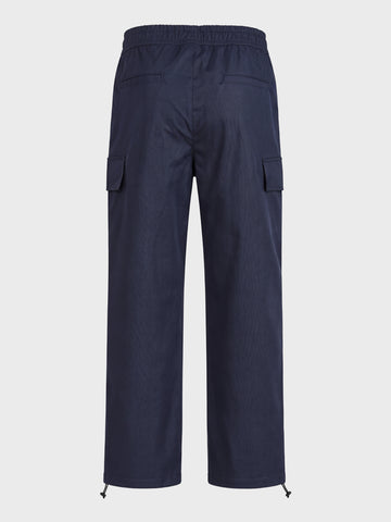 Men's Blue Relaxed Fit Solid Utility Joggers