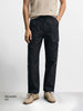Men's Black Relaxed Fit Solid Utility Joggers
