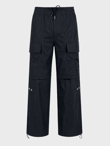 Men's Black Relaxed Fit Solid Utility Joggers