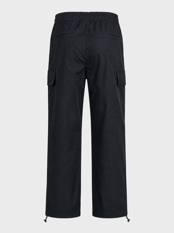 Men's Black Relaxed Fit Solid Utility Joggers