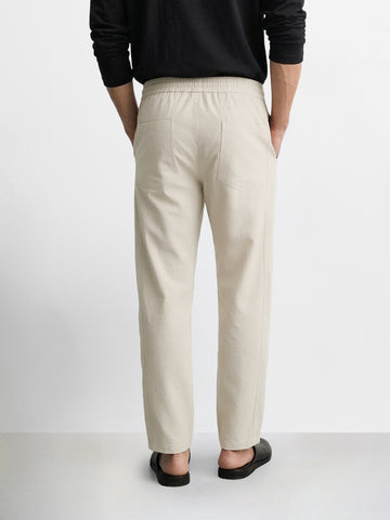 Men's Beige Relaxed Fit Solid Utility Joggers