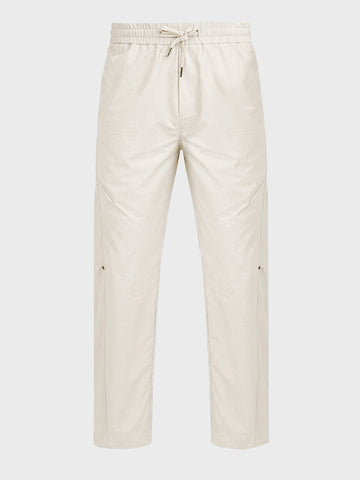 Men's Beige Relaxed Fit Solid Utility Joggers