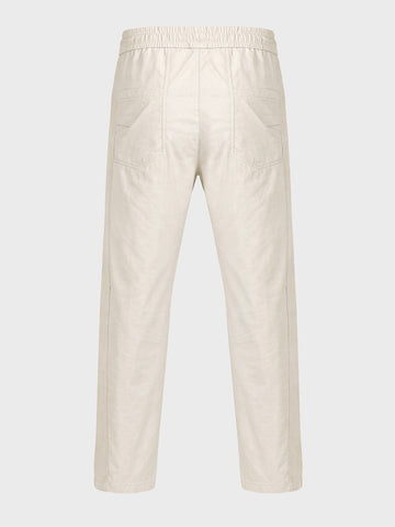 Men's Beige Relaxed Fit Solid Utility Joggers