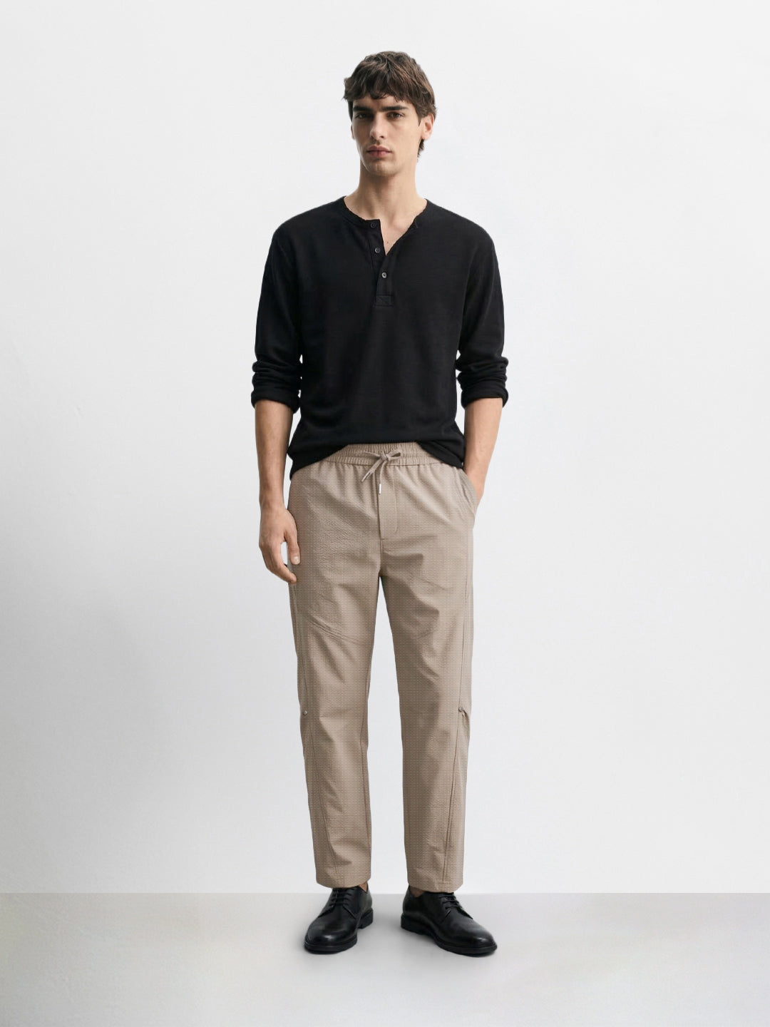 Men's Brown Relaxed Fit Solid Utility Joggers