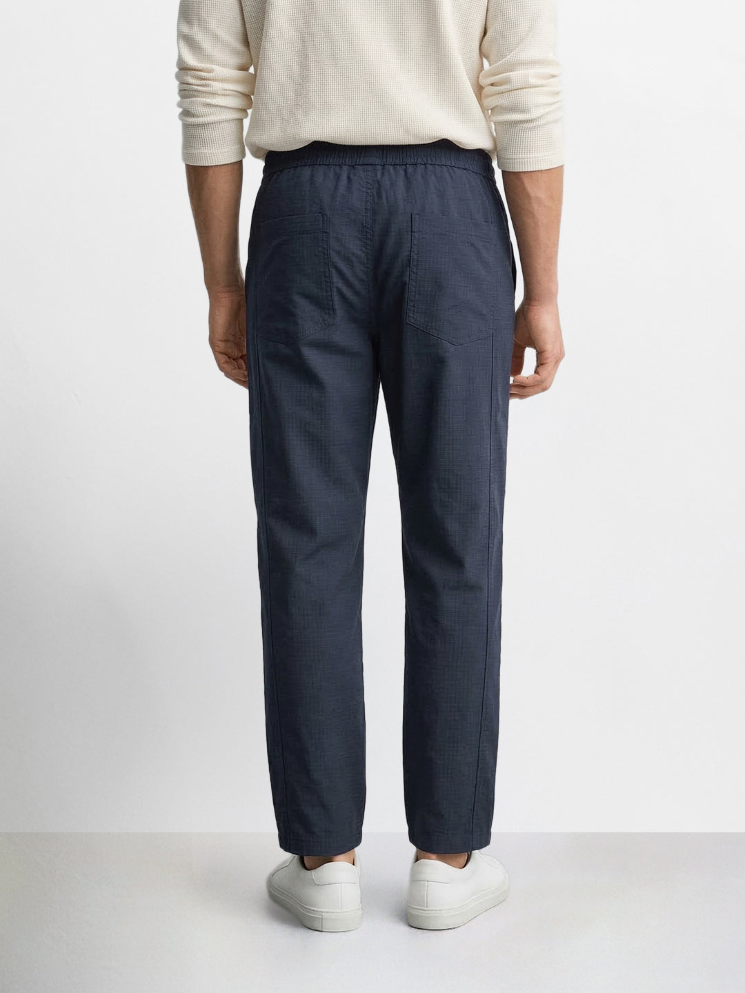 Men's Navy Blue Relaxed Fit Solid Utility Joggers