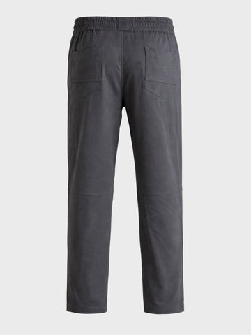 Men's Grey Relaxed Fit Solid Utility Joggers