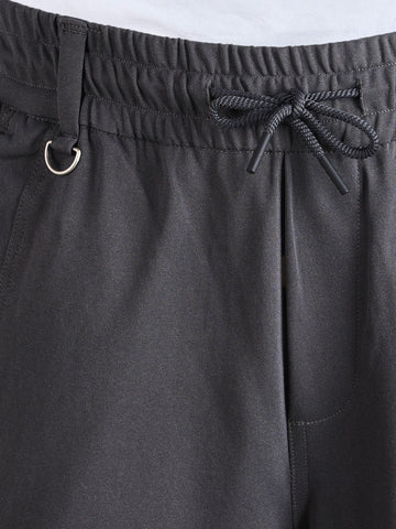 Men's Grey Relaxed Fit Solid Utility Joggers