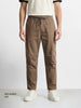 Men's Khaki Relaxed Fit Solid Utility Joggers
