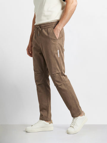 Men's Khaki Relaxed Fit Solid Utility Joggers