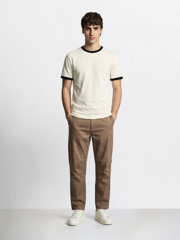 Men's Khaki Relaxed Fit Solid Utility Joggers
