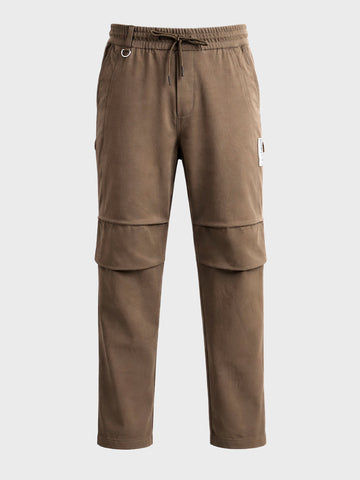 Men's Khaki Relaxed Fit Solid Utility Joggers