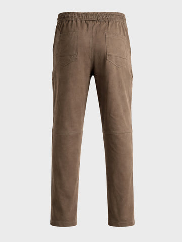 Men's Khaki Relaxed Fit Solid Utility Joggers