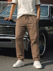 Men's Khaki Relaxed Fit Solid Utility Joggers