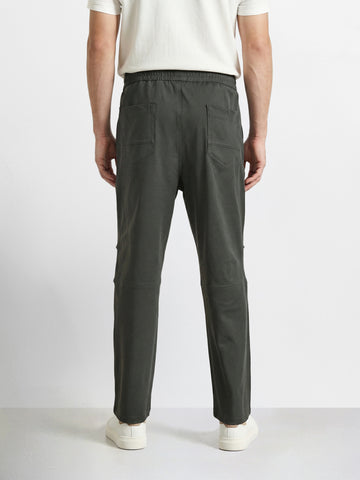Men's Green Relaxed Fit Solid Utility Joggers