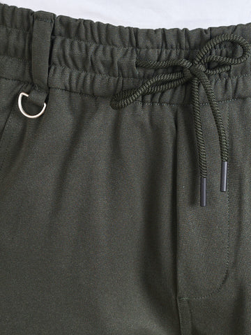 Men's Green Relaxed Fit Solid Utility Joggers