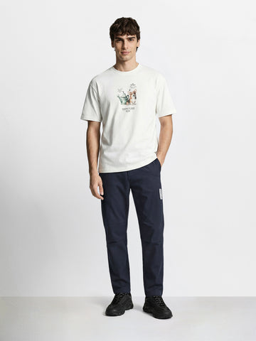 Men's Blue Relaxed Fit Solid Utility Joggers